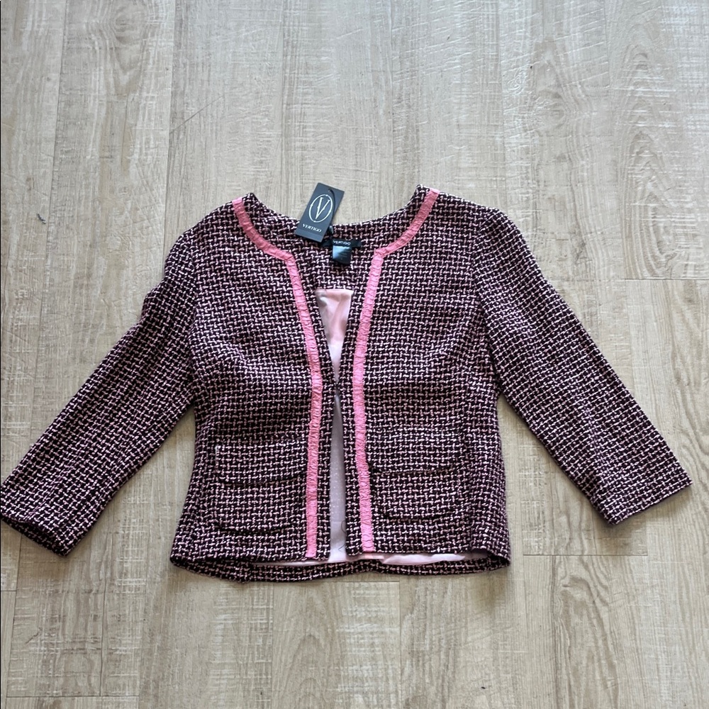 Vertigo Paris Pink and brown Textured Blazer